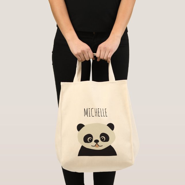 Tote Bag Illustration personnalisée de l'ours de panda mign (Devant (produit))
