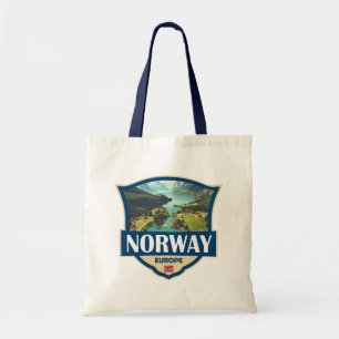 Tote Bag Illustration Rétro Badge Norvège