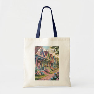 Tote Bag Illustration Rétro de Martha's Vineyard Massachuse