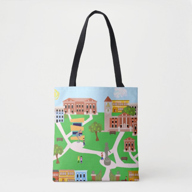 Tote Bag Illustration rétro du campus le plus froid (Devant)