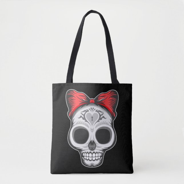 Tote Bag Illustration Super Girly Sugar Skull (Devant)