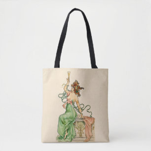 Tote Bag Illustration vintage Art Nouveau de la Dame du Cha