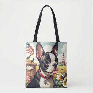 Tote Bag Illustration vintage Boston Terrier