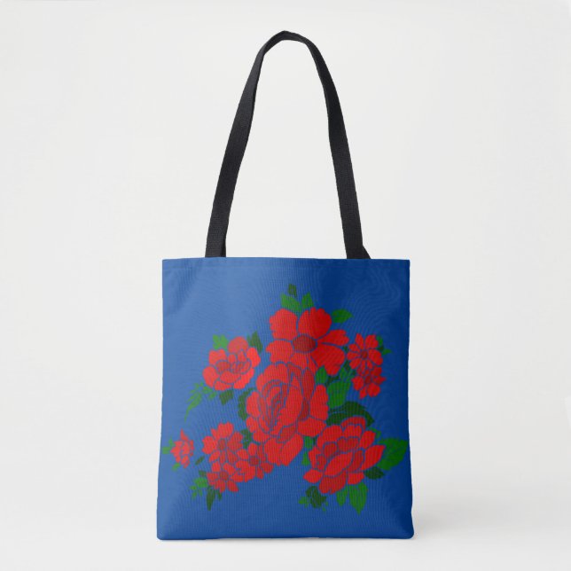 Tote Bag Illustration Vintage des Fleurs rouges de Rockin (Devant)