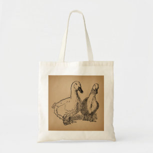 Tote Bag Illustration vintage Duck Art Two Ducks