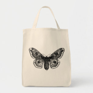 Tote Bag Illustration vintage d'une mite en noir et blanc