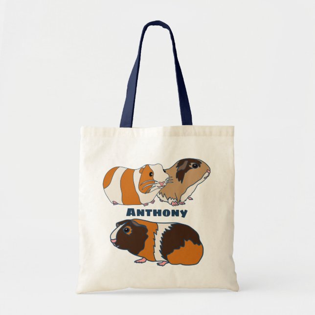 Tote Bag Illustrations de Chiens de Guinée Animaux (Devant)