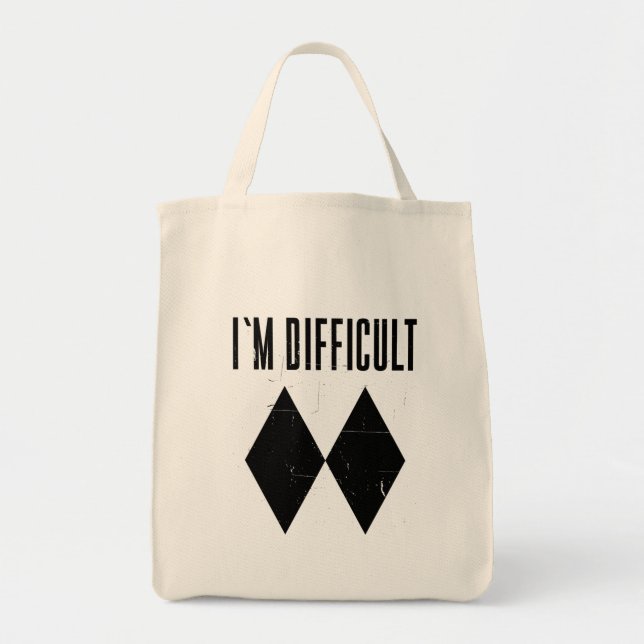 Tote Bag I'm Difficult Skiing Black Diamonds Ski Slopes Gag (Devant)