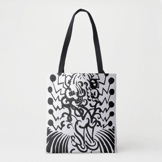 Tote Bag image abstraite noire et blanche, élégante (Devant)
