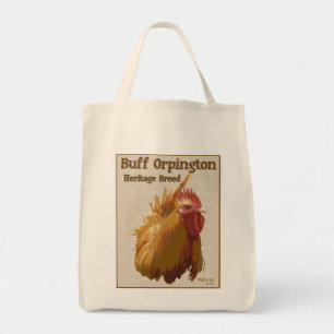 Tote Bag Image et texte de couleur chamois de coq