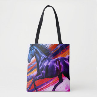 Tote Bag Image of a Galloping Stallion on Reusable Grocery