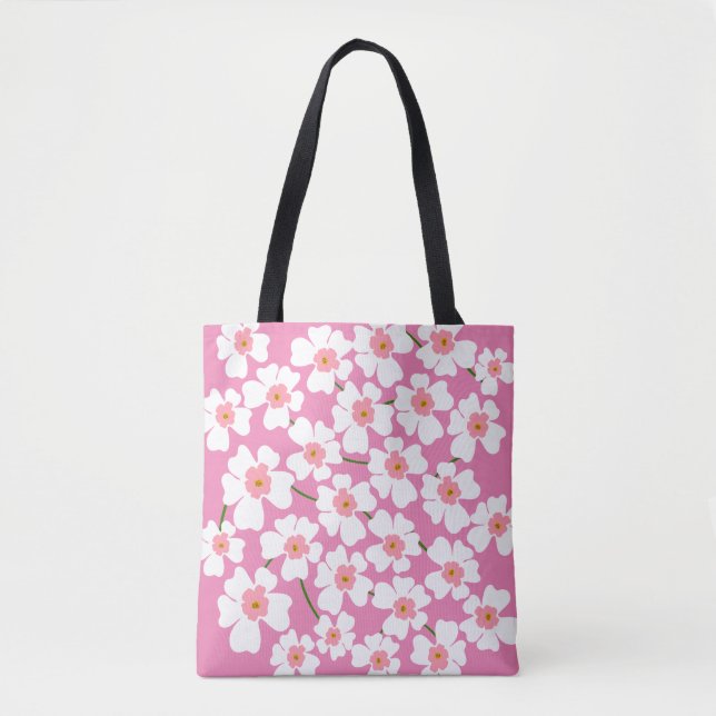 Tote Bag Imaginaire blanc et rose (Devant)
