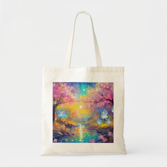 Tote Bag Imaginaire cerise en fleurs Sunrise Stream (Devant)