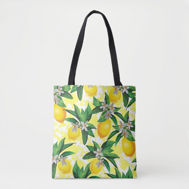 Tote Bag Imaginaire citron : Motif Floral Créatif (Devant)