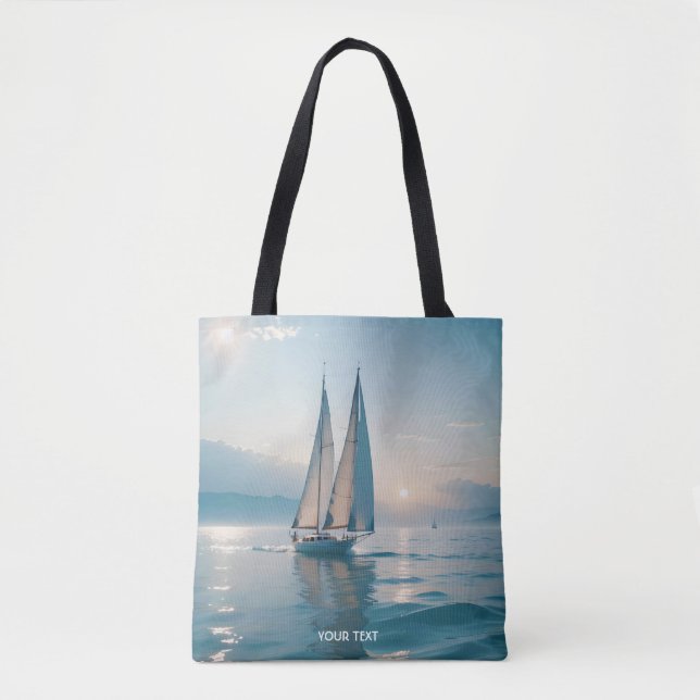 Tote Bag Imaginaire Cute Boat Sea Sun (Devant)