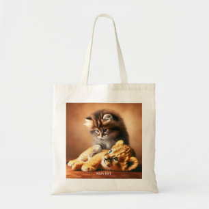 Tote Bag Imaginaire Cute Kitten Jouer Avec Tigre