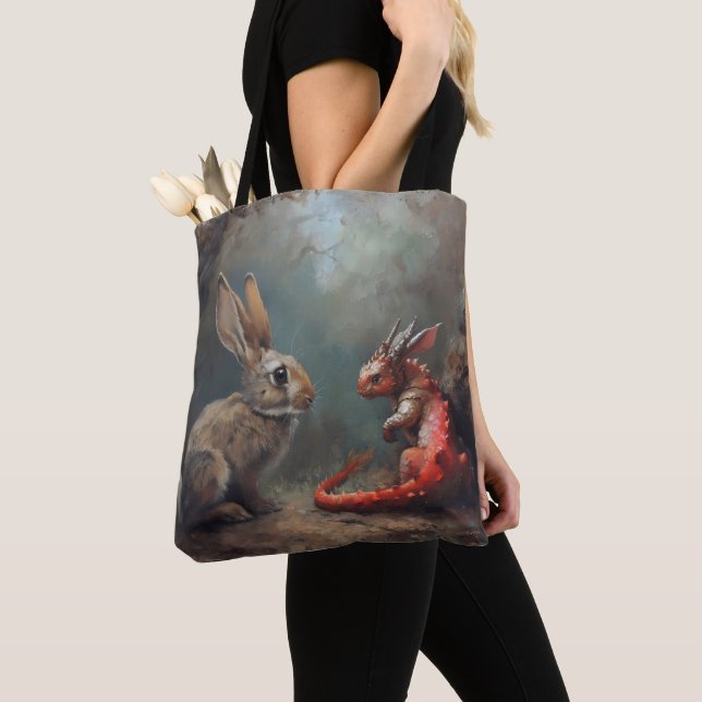 Tote Bag Imaginaire Dragon et Lapin (De près)