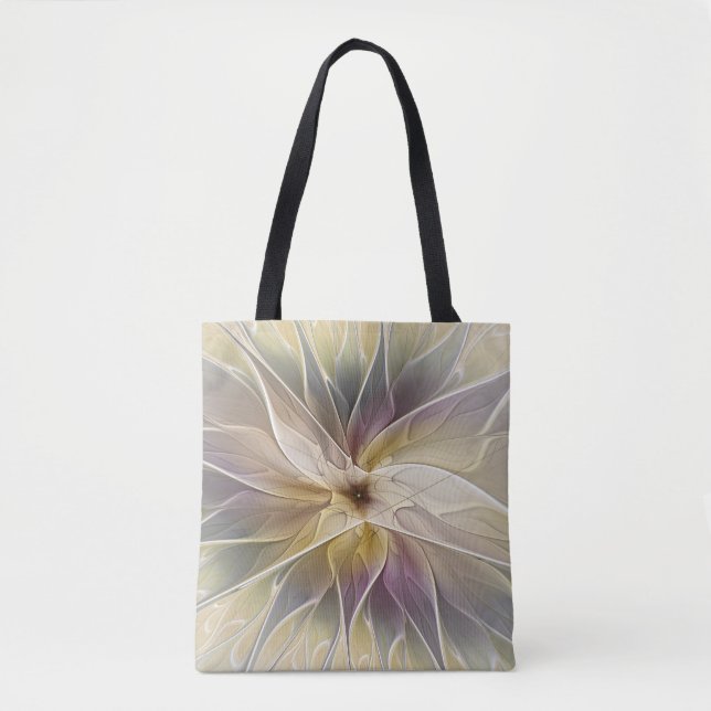 Tote Bag Imaginaire Floral Gold Eggplant Art Fractal Abstra (Devant)