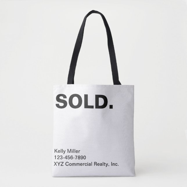 Tote Bag Immobilier Moderne Marketing VENDU Customisé (Devant)