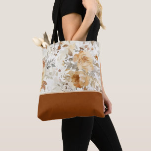 Tote Bag Impression botanique florale d'automne cosy à bloc