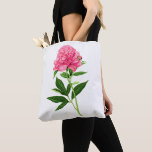 Tote Bag Impression Botanique vintage, Peine Rose Pastel