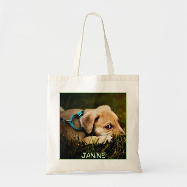Tote Bag Impression de chien de gros plan adorable (Devant)