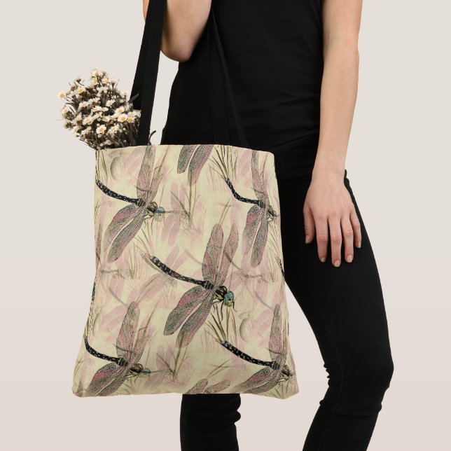 Tote Bag Impression de libellules vintages (De près)