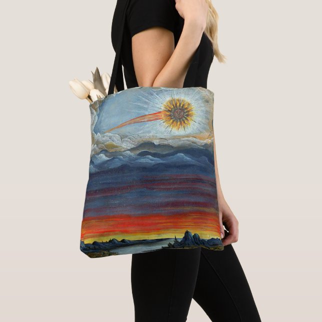 Tote Bag impression de peinture de comète (De près)