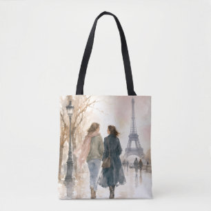 Tote Bag Impression de scène de rue romantique à Paris
