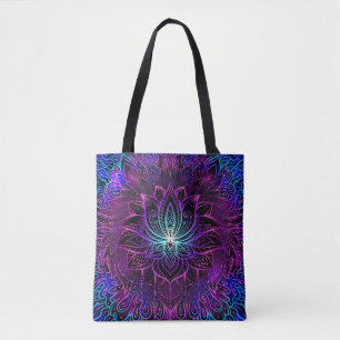 Tote Bag Impression du boho de fleur Neon Lotus