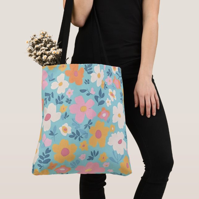 Tote Bag Impression florale d'été (De près)