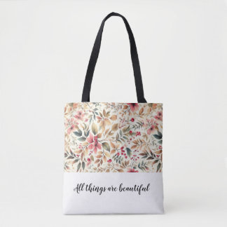 Tote Bag Impression Florale Toutes Les Choses Sont Belles