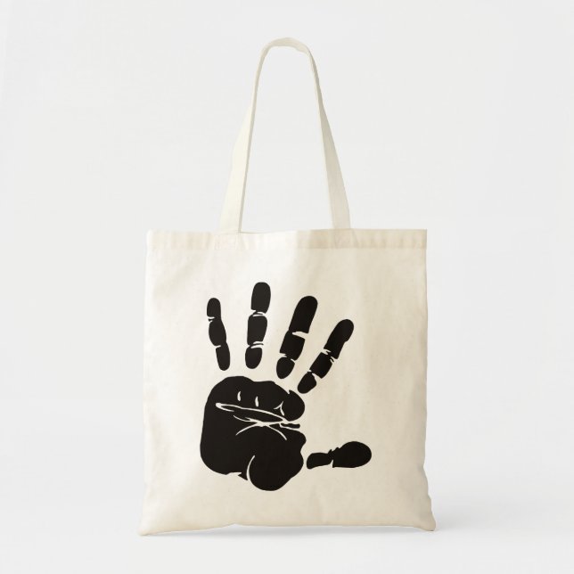 Tote Bag Impression main noir (Devant)