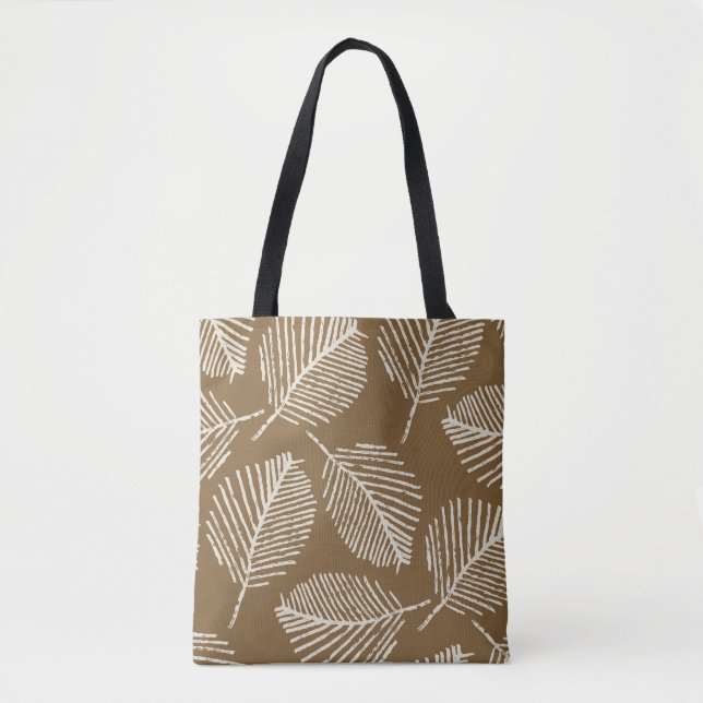 Tote Bag Impression mono feuille, brun caramel, sans soudur (Devant)