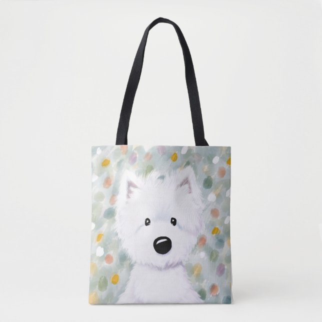 Tote Bag Impressions de Westie Fluffy KiniArt (Devant)