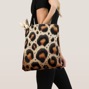 Tote Bag Imprimé animalier taches de fourrure léopard beige