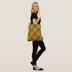 Tote Bag Imprimé carreauté tartan écossais marron et jaune
