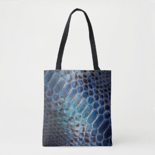 Tote Bag imprimé de serpent en cuir Blue Faux