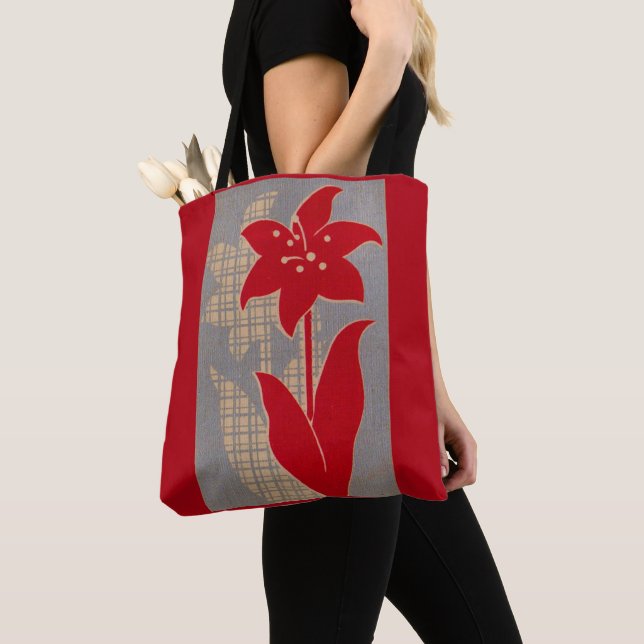 Tote Bag imprimé fleur et ombre (De près)