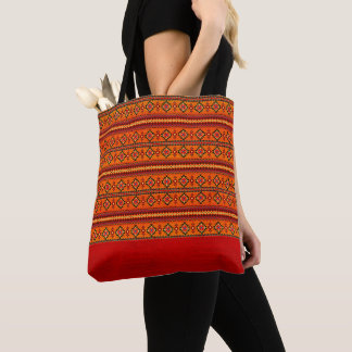 Tote Bag Imprimé tribal orange aztèque tendance