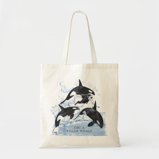 Tote Bag Incroyable Orques d'aquarelle noire et blanche (Devant)