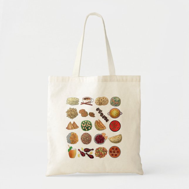 Tote Bag Indian Foods Plats Cuisine indienne Illustration (Devant)