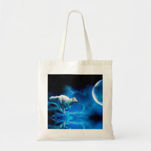 Tote Bag Indian wolf and the full moon