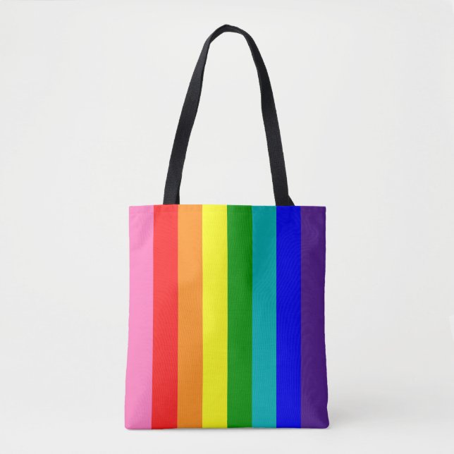 Tote Bag Indicateur de la Fierté arc-en-ciel à huit bandes (Devant)