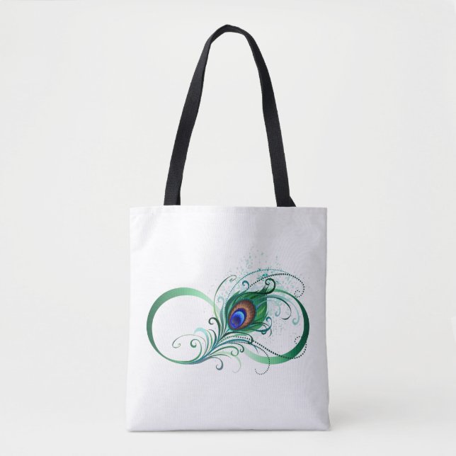 Tote Bag Infinity Symbol with Peacock Feather (Devant)