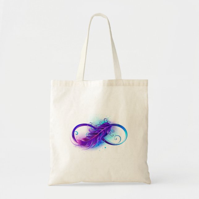 Tote Bag Infinity with purple feather (Devant)