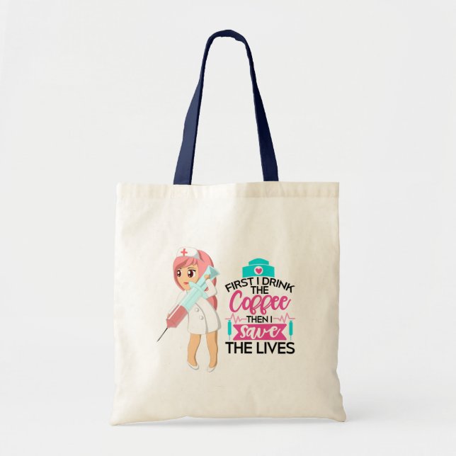 Tote Bag Infirmière amusante qui dit avec une grande aiguil (Devant)