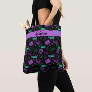 Tote Bag Infirmière aquarelle   Dr Médicale Collage Turquoi