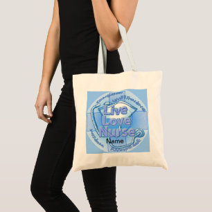 Tote Bag Infirmière bleu vie amour 