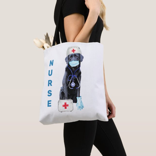 Tote Bag Infirmière Cute Dog Infirmière inscrite (De près)
